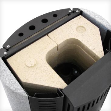 optional Speichersteine aus Naturschamotte einsetzbar